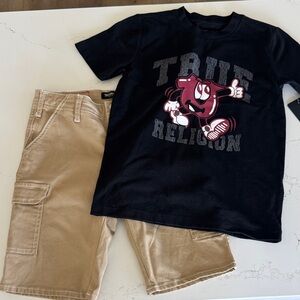 True Religion Black Tee with Fun Graphic and Short